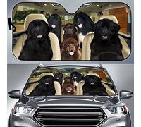 Front Window Sunshades Foldable Car Window Covers Block Uv Rays Car Accessories Universal For Suv Car Summer Black Newfoundland Dog Family Driving