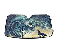 Front Window Sunshades Foldable Windscreen Cover Keep Cooler Front Windshield Sun Shade Universal For Summer Suv Truck Landscape Wolf - Unique Moon Tree S