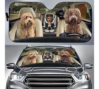Front Window Sunshades Funny Cockapoo Dog Family Driving Front Windshield Sun Shade Foldable Car Accessories Universal For Suv Summer Truck