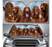 Front Window Sunshades Funny Irish Setter Dogs Blue Sky Pattern Windscreen Car Sunshades Foldable Car Sun Shade Universal For Car Summer Suv