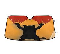 Front Window Sunshades Keep Cooler Front Windshield Sun Shade Block Uv Rays Windscreen Car Sunshades Universal For Auto Suv Truck Silhouette Cat Black - Blood Scratch M