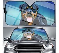 Front Window Sunshades Keep Cooler Front Windshield Sun Shade Block Uv Rays Windscreen Cover Universal For Summer Suv Truck 3D Tongue Out Rottweiler Behind Glass L