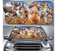 Front Window Sunshades Keep Cooler Windscreen Car Sunshades Block Uv Rays Windscreen Cover Universal For Auto Truck Suv Giraffes Face Zoom Wild Animal Lover M