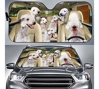 Front Window Sunshades Keep Vehicle Cooler Windscreen Car Sunshades Block Uv Rays Car Sun Shade Universal For Summer Truck Car Bedlington Terrier Family On The Wheel, For Bedlington Terrier Dog M