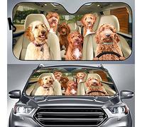 Front Windshield Sun Shade Block Uv Rays Car Accessories Foldable Front Window Sunshades Universal For Summer Suv Car Irish Doodle Family On The Wheel, For Irish Doodle Dog Lovers S