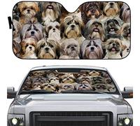 Front Windshield Sun Shade Block Uv Rays Car Window Covers Foldable Windscreen Cover Universal For Summer Suv Truck Lovely Shih Tzu Dog Full Face L