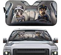 Front Windshield Sun Shade Block Uv Rays Windscreen Car Sunshades Foldable Car Window Covers Universal For Auto Truck Suv Pug Dogs In Prisoner And Police Uniform On The Road M