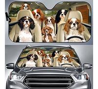 Front Windshield Sun Shade Foldable Car Window Covers Block Uv Rays Windscreen Car Sunshades Universal For Truck Suv Car Cavalier King Charles Spaniel Team Friends Driving S