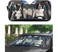 Front Windshield Sun Shade Foldable Car Window Covers Block Uv Rays Windscreen Car Sunshades Universal For Suv Truck Car Border Collie - Realistic Border Collie For Dog Lovers M