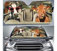 Front Windshield Sun Shade Foldable Front Window Sunshades Block Uv Rays Car Window Covers Universal For Summer Suv Truck Cow In Pink Glasses Driving Tongue Out Face Right Hand Drive M
