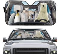 Front Windshield Sun Shade Foldable Front Window Sunshades Block Uv Rays Car Window Covers Universal For Auto Truck Suv Arctic Animals On The Road Left Hand Drive L