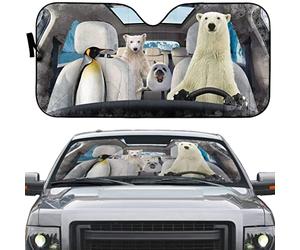 Front Windshield Sun Shade Foldable Front Window Sunshades Block Uv Rays Car Window Covers Universal For Auto Truck Suv Arctic Animals On The Road Left Hand Drive M