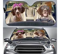 Front Windshield Sun Shade Funny German Shorthaired Pointer Dogs Couple Driving Left Hand Car Sun Shade Keep Vehicle Cooler Car Accessories Universal For Summer Car Suv