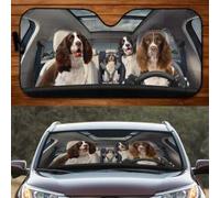 Front Windshield Sun Shade Funny Welsh Springer Spaniel Driving Dad Mom Child Windscreen Car Sunshades Block Uv Rays Car Window Covers Universal For Summer Suv Car