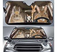 Front Windshield Sun Shade Keep Cooler Car Window Covers Block Uv Rays Front Window Sunshades Universal For Truck Suv Auto Rabbit Family Driving On Left Hand M