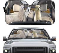 Front Windshield Sun Shade Keep Cooler Car Window Covers Block Uv Rays Windscreen Car Sunshades Universal For Truck Suv Summer Llama Funny Animals On The Road Drive L