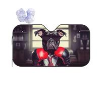Front Windshield Sunshade Boss French Bulldog Boxing Dog Big Red Gloves 02 Sun Shade Heat Protection Front Window Cover Foldable Windscreen Sunshade For Fit Various Sizes Keep Interior Cool S