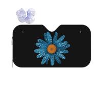 Front Windshield Sunshade Dark Blue Teal Chamomile Flower 04 Windscreen Sunshade Car Front Window Cover Foldable Windshield Sun Shade For Year-Round Use Universal Fit Various Sizes M