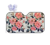 Front Windshield Sunshade Florals Roses Print 04 Sun Shade Car Front Window Cover Uv Ray Blocker Windscreen Sunshade For Keep Interior Cool Year-Round Use Fit Various Sizes M