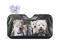 Front Windshield Sunshade Four Westies Family Windscreen Sunshade Front Visor Sun Shade Uv Ray Blocker Front Window Cover For Universal Fit Various Sizes Year-Round Use M