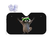 Front Windshield Sunshade Funny Raccoon Green Sunglasses 04 Windshield Sun Shade Uv Ray Blocker Front Window Cover Front Visor Windscreen Sunshade For Fit Various Sizes Keep Interior Cool Suv S