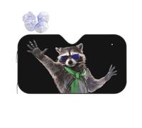 Front Windshield Sunshade Funny Raccoon Red Sunglasses 02 Windshield Sun Shade Heat Protection Front Window Cover Uv Ray Blocker Sun Shade For Keep Interior Cool Suv Year-Round Use M