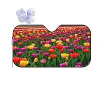 Front Windshield Sunshade Red Purple And Yellow Tulips Fields 03 Windshield Sun Shade Front Visor Windscreen Sunshade Uv Ray Blocker Sun Shade For Fit Various Sizes Universal Keep Interior Cool M