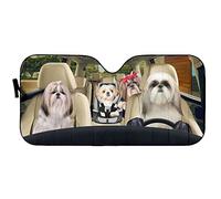 Front Windshield Sunshade Shih Tzu Family Windscreen Sunshade Uv Ray Blocker Windshield Sun Shade Heat Protection Front Window Cover For Universal Keep Interior Cool Year-Round Use M