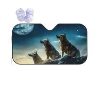 Front Windshield Sunshade Three Grey Wolves Under The Moon 02 Sun Shade Car Protection Shield Heat Protection Front Window Cover For Fit Various Sizes Universal Suv M