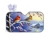 Front Windshield Sunshade Winter Snow Red Sparrow Birds 01 Windshield Sun Shade Heat Protection Windscreen Sunshade Foldable Protection Shield For Fit Various Sizes Universal Year-Round Use S