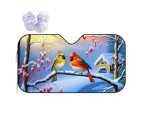 Front Windshield Sunshade Winter Snow Red Sparrow Birds 02 Windshield Sun Shade Car Windscreen Sunshade Foldable Protection Shield For Suv Keep Interior Cool Year-Round Use S