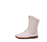 Front Zip Boots Women Warm Chelsea Boots Winter Sown Flat Soft Leather Ankle Boots Sale Mid Calf Boots Ladies Western Cowgirl Boots Cheap Waterproof Outdoor Hiking Shoes Pull On Vintage Booties