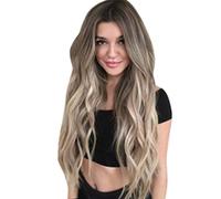 Frontal Closure Wig Curly Mix Long Synthetic Colors Full Wavy Women wig Silk Hair Scarf (Coffee, One Size)