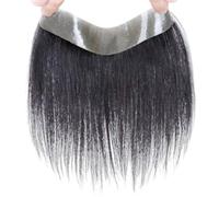 Frontal Hairpiece for Men, Natural Black Forehead Hairline Toupee Virgin Human Hair V-Shape Mens Topper Hair Systems for Hair Loss(Black,3.5 * 16cm)