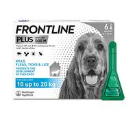 FRONTLINE Plus Flea & Tick Treatment for Medium Dogs (10-20 kg) - 6 Pipettes, Fast-Acting Protection