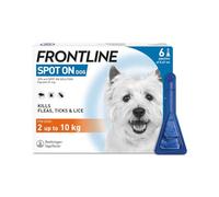 FRONTLINE Spot On Flea & Tick Treatment for Small Dog (2-10kg) 6 Pipettes