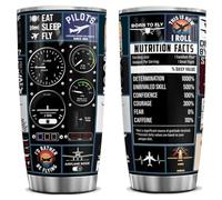FROOBLEQUIRK 20 Oz Pilot Tumbler, Aviation Gift for Men, Private Pilots, Dad, Husband, or Son, Airplane-Themed Birthday, Retirement & Christmas Gifts With Accessories