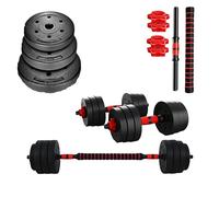 FROOBY 20KG Adjustable Dumbbells set, 2-in-1 Dumbbell Barbell Pair Set, Foam Padded Connector, 2 Bars, 4 x Spinlocks Cast Iron Hand Free Weights Home Gym Fitness Strength Training, Lifting set