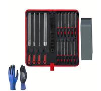 FROOBY 20PC Assorted File Set Glass Metal Woodworking Wire Brush Fine Micro Steel Mini Needle Files Metal Wood Glass Jewelry Soft Grip Precision File Modelling DIY All in Large Zipper Storage Case