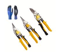FROOBY Aviation Tin Snips 3 Piece Set Heavy Duty Compound Action Sheet Metal Cutters Chrome Vanadium Left Right Straight Cuts Drop Forged Carbon Steel 10 Inch Metal Shears Spring Action Handles