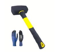 FROOBY Club Hammer, 2kg 4.4lb Heavy Duty Forged Induction Hammerhead, Lump Hammer, Fibreglass Handle For Woodworking, Furniture Assembly, Stone Carving, Professional Construction, DIY Projects, Gloves