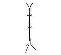 FROOBY Coat Stand with 9 Hooks Freestanding Metal Coat Rack & Modern Hall Tree for Coats, Hats, Jackets, Scarves, Bags & Umbrellas - Space-Saving Organizer Clothes Rack for Bedroom & Hallway (Black)