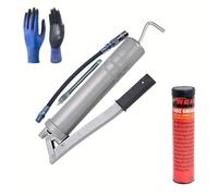 FROOBY Heavy Duty Grease Gun 500cc Lever Action Manual Grease Gun Kit with Flexible & Rigid Hose 4500 PSI High Pressure for Automotive Mechanical DIY Use, 14oz Cartridge Bulk Fill Tool, Gloves