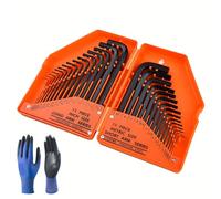 FROOBY hex key kit 30-Piece Allen Key Set SAE and Metric Hex Key Set SAE 0.028"-3/8" Inch,Metric 0.7mm-10mm Metal Ring Foldable Storage Case Chrome Vanadium Steel Durable Precise Torque Handle L Shape