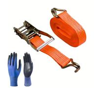 FROOBY Ratchet Straps Heavy Duty Tie Down Straps Tensioning Belts Cam Buckle Straps Lashing Strap Steel Hooks Weather Resistant Cam Buckle Motorcycles Car Trailer Household 50mm 10m 5 Ton Pack (1)