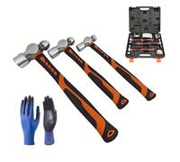 FROOBY Tools 3PC Ball Pein Hammer Fibreglass Handle Polished Head, Comfortable Wooden Handle, Balanced for Punching and Riveting, Precision Metalwork Ideal for Workshop and Repair Use 8oz 16oz 32oz