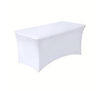 FROOBY Trestle Table Cover, fabric dining cloth, Stretch Table Cover, Tablecloth, 4FT 5FT 6FT Folding Tables Cloth, Washable Black White Event Tablecloth, Weddings, Banquets (White, 2Pcs 4ft)
