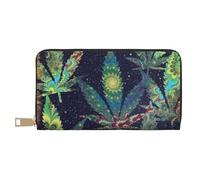 FROON A Puff in Time Weed Long Faux Leather Clutch Chic Stylish Women's Wallets for Modern Women Large Capacity Card Holder and Organizer Pockets Durable Purse Handbag for Everyday Travel