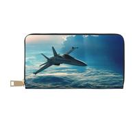 FROON Aircraft Fighter Jets Long Faux Leather Clutch Chic Stylish Women's Wallets for Modern Women Large Capacity Card Holder and Organizer Pockets Durable Purse Handbag for Everyday Travel