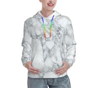 FROON Black Textured Marble Print Women'S Hoodie - Long Sleeve Hooded Pullover For Autumn Winter, Casual Sweatshirt With Kanga Pocket